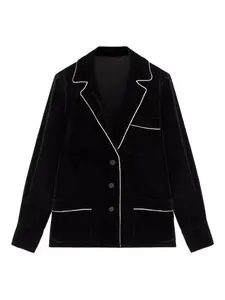 Вельветовая рубашка с контрастной отделкой Ermanno Scervino, черный