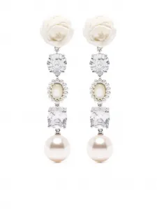 Серьги-капли с жемчугом и украшением из кристаллов Shushu/Tong, серебристый