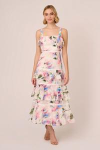 Шифоновое платье с принтом Adrianna Papell, белый