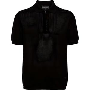 Поло с вышитым логотипом Emporio Armani, черный