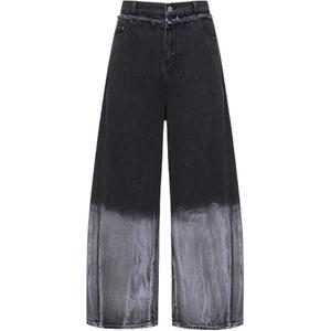 Брюки с потертостями и эффектом омбре Feng Chen Wang, черный фиолетовый