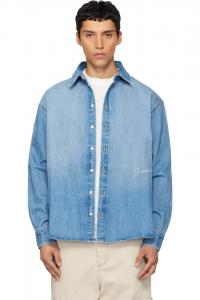 Jacquemus Синяя джинсовая рубашка с надписью "The Simon De-Nîmes"