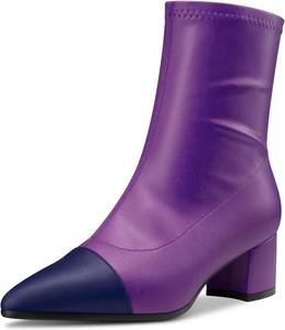 Ботильоны Castamere с массивным каблуком средней высоты, заостренным носком и закрытым мысом, короткие с молнией, для вечеринок, базовая классика, каблук 2,0 дюйма, Purple