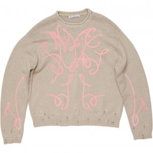 Графический принт потертый джемпер Acne Studios, бежевый