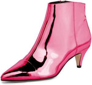 Женские модные ботильоны Miss Left с металлическим блеском, невысокий каблук типа «kitten», закрытый острый носок, боковая молния, стильные осенние ботинки, размеры 4-16 US, Deep Pink