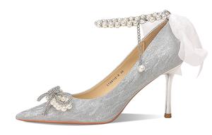 Коллекция "Признания" Узкие каблуки Высокие каблуки 8 см Женские Серебристые Коробка Ainer-cat