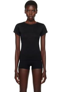 Черная приталенная футболка с круглым вырезом и коротким рукавом ÉTERNE