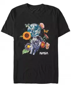 Мужская футболка с коротким рукавом NASA Space Floral, черный