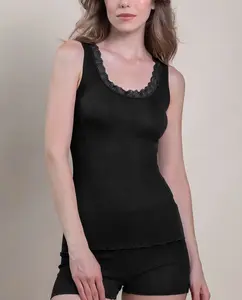 Женская плиссированная майка без рукавов с кружевом по краям Vittoria B. Intimo, черный