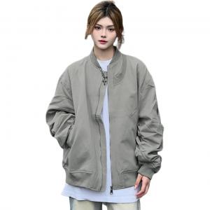 NEVER RULE Куртка Unisex Gray Baseball Collar Moderate Pilot