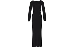SOFT LOUNGE PETITE LONG SLEEVE DRESS длинное платье с рукавами женское ONYX/Onyx Skims, черный
