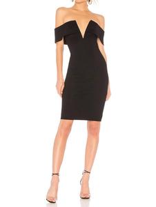 Bishop платье миди с глубоким V-вырезом и открытыми плечами в черном цвете NBD