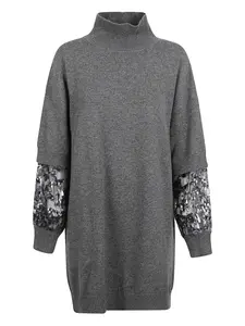 Мини-платье с пайетками и высоким воротом Brunello Cucinelli, серый