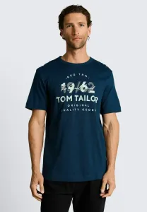 Футболка с тонким полосатым принтом Tom Tailor, Navy Blue Petrol Injected