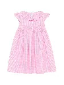 Платье в клетку с оборками Siola, розовый