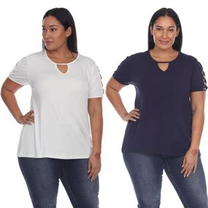 Набор из 2 белых топов с вырезом Essential Plus WM Fashion