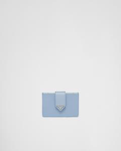 Кардхолдер из сафьяновой и гладкой кожи Prada, голубой