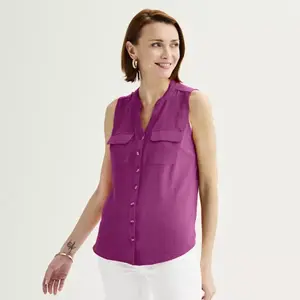 Женский топ с Y-образным вырезом Croft & Barrow, цвет magenta daisy