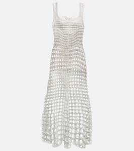 Длинное платье из шелка, связанное крючком Chloé, Silver Grey
