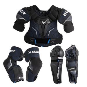BAUER Комплект защиты для хоккея 2024 Model X, нагрудник, щитки и налокотники True Ice Land Earth, размер Adult XL