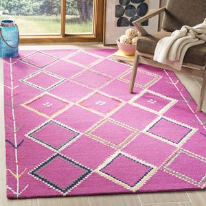 Ковер SAFAVIEH, 153 x 153 см, Bellagio Collection, Fuchsia & Multi, ручной работы марокканский бохо из шерсти, идеален для помещений с высокой проходимостью в гостиной, спальне (BLG563R)