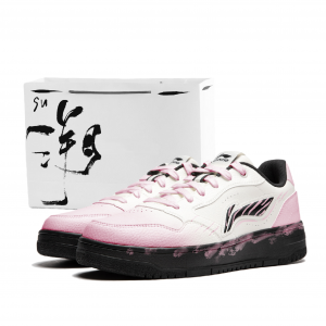 Женские низкие скейтборд-кроссовки Li Ning Peach Blossom из синтетической кожи с противоскользящим покрытием, розовые