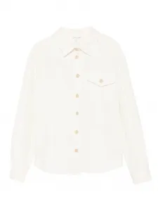 Рубашка с нагрудным карманом на пуговицах Eleventy Kids, слоновая кость