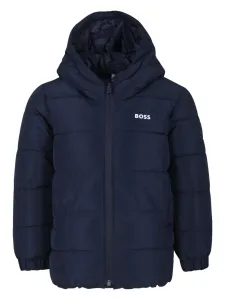 Пуховик с логотипом BOSS Kidswear, синий
