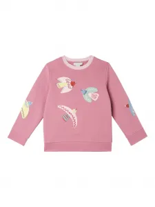 Свитшот с вышитой птицей Stella McCartney Kids, розовый