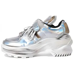Maison Margiela Кожаные низкие массивные кроссовки Women's Silver