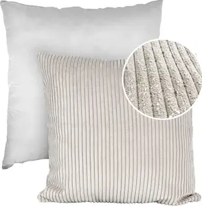 Декоративная подушка 60х60 см, чехол с наполнителем, чехол на молнии, однотонный вельветовый бархат, светло-серый ANRO Trade GmbH