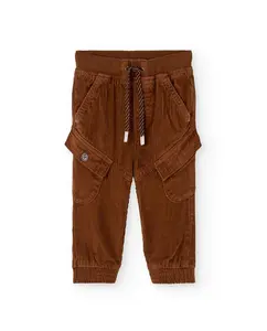 Детские вельветовые карго-штаны с эластичным поясом Boboli, коричневый