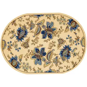 Ковер из шерсти Chelsea с цветочным рисунком в рамке из барвинка Safavieh, 244x244 см, круглый