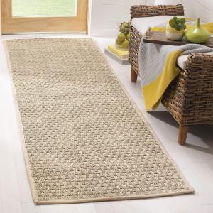 Ковер-дорожка SAFAVIEH, 77 x 305 см, Natural Fiber Collection - Natural & Beige, Seagrass, узор "корзинное плетение" с каймой (NF114A)