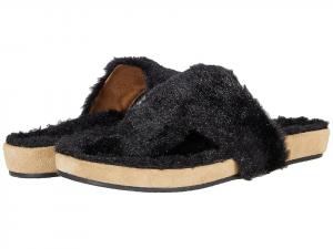 Jack Rogers Jacks Comfort Cozy Thong Women  Black Faux Fur Sandals JOBB1484