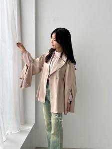 Тренч с рукавами-«конфетками», открывающимися в три направления Olu., цвет Milk Tea