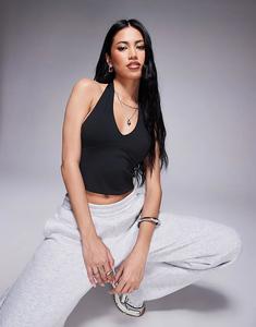 Укороченный топ с халтер-воротником ASOS DESIGN черного цвета