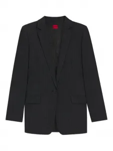 Однобортный пиджак в тонкую полоску Hugo, черный