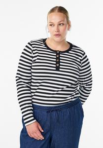 Топ Zizzi GESTREIFTE MIT STRUKTUR, Black/White/Black