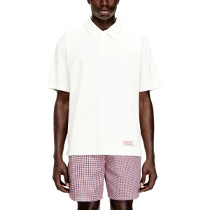 DIESEL Polo Shirt Men's White Polo Collar Moderate Straight Fit