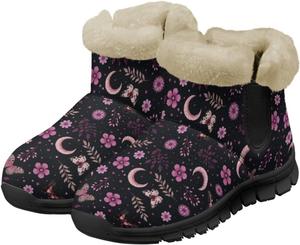 Женские зимние ботинки Jeiento Floral с цветами, легкие, пушистые, с утолщенной подошвой, противоскользящие, Floral Butterfly Moon