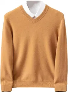 Мужской свитер с V-образным вырезом из мериносовой шерсти