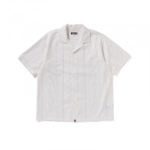 Bape вышивка рубашка с открытым воротником короткий рукав A BATHING APE, Ivx/Taupe