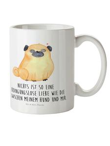 Детская кружка с изображением мопса и надписью белого цвета Mr. & Mrs. Panda