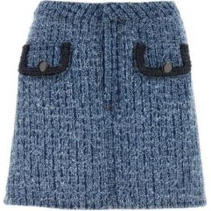 Текстурная джинсовая мини-юбка self portrait Self-portrait, светло-голубой