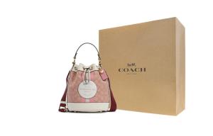COACH Демиси тканевая кожаная сумка ведро через плечо кроссбоди маленькая женская вишневый розовый