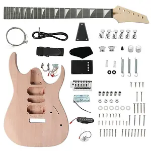 Unbranded Набор для самостоятельной сборки электрогитары GP для начинающих, 4 струны - корпус из красного дерева, гриф из клена