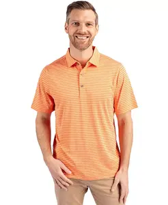 Мужская поло Forge Eco Heather Stripe Stretch из переработанного материала Cutter & Buck, оранжевый