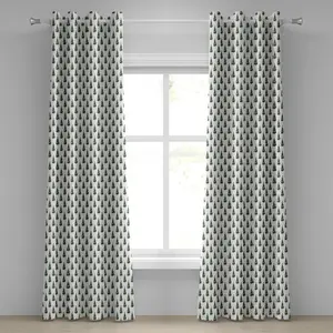 Геометрическая штора на люверсах ABAKUHAUS с узором Рождественская елка олицетворяет традиционный символ праздника, декоративные двухпанельные шторы, 280 см x 175 см, цвет: охотничий зеленый, белый, рубиновый