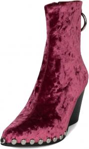 Женские ботильоны FYS с заостренным носком, средней толстой шпилькой, заклепками и модным дизайном, короткие ботинки с металлическим кольцом и боковой молнией, осенняя обувь для платья, размеры 4-16 US, Red